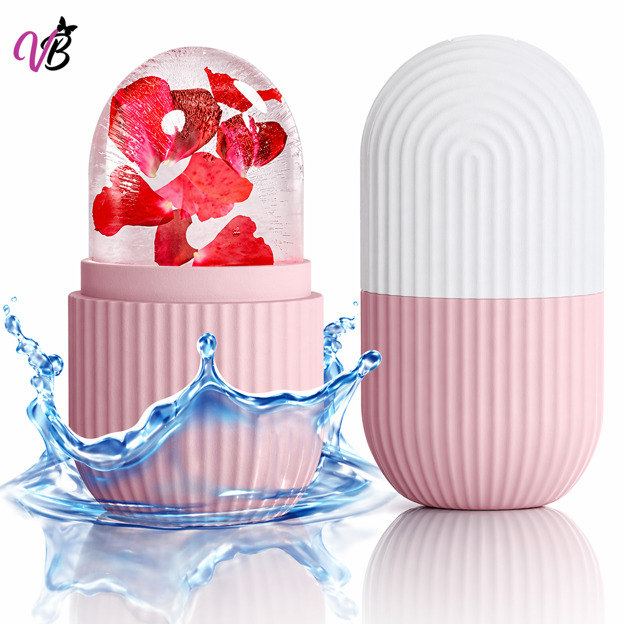 Velvet Blush Ice Face Roller – Reusable Silicone Skin Cooling Tool for Glowing, Firm & Refreshed Skin